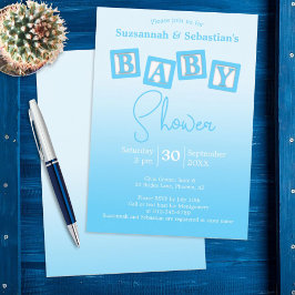Diversão Blue Ombre BABY Boy Bloqueia Convite para