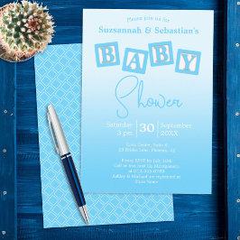 Diversão Blue Ombre BABY Boy Bloqueia Convite para