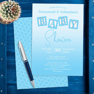 Diversão Blue Ombre BABY Boy Bloqueia Convite para