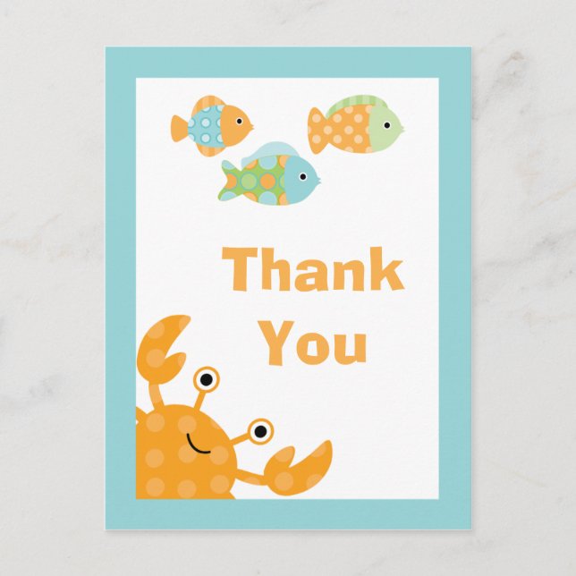 Diversão cartão postal de agradecimento sob o mar  (Frente)