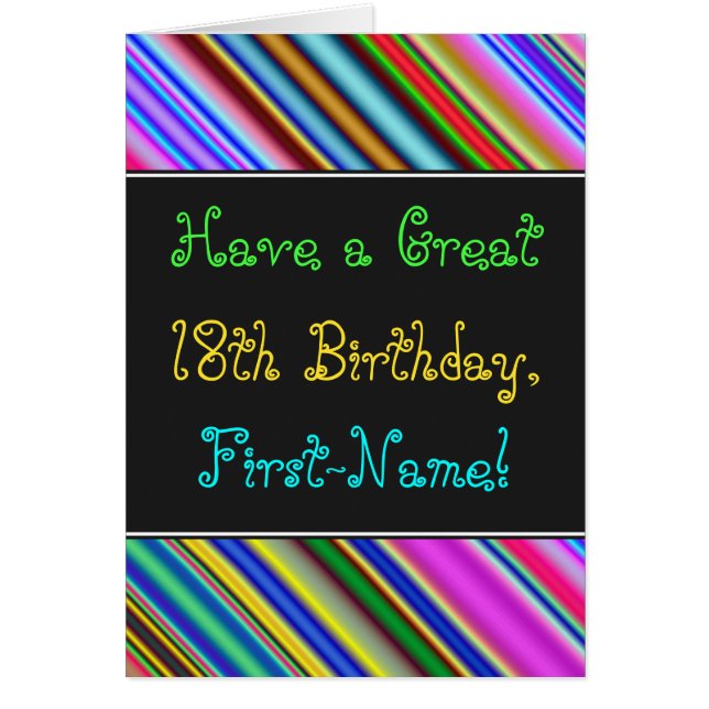 Diversão, Colorida, Whimsical 18º Cartão de Aniver (Frente)