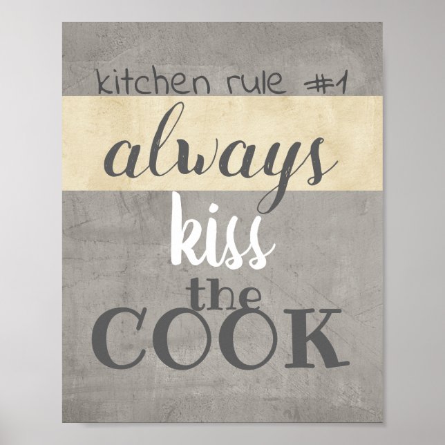 diversão da cozinha de poster citando humor beije  (Frente)
