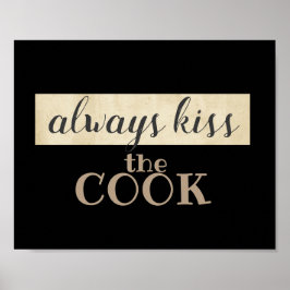 diversão da cozinha de poster citando humor beije