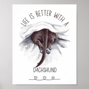 Diversão Dachshund Wall Art Poster Black