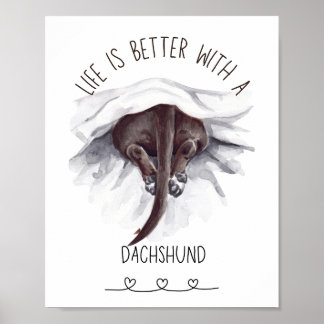 Diversão Dachshund Wall Art Poster Black