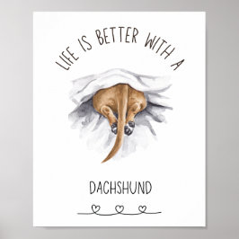 Diversão Dachshund Wall Art Poster Tan