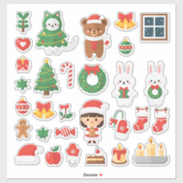 Diversão de Natal Kawaii Suprema! Mega Adesivo