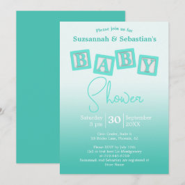 Diversão do Ombre Teal BABY Bloqueia Convite para 