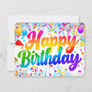Diversão Feliz Aniversário Cartão Arco-Íris Texto