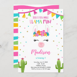 Diversão Llama Com O Convite De Aniversário De Cac