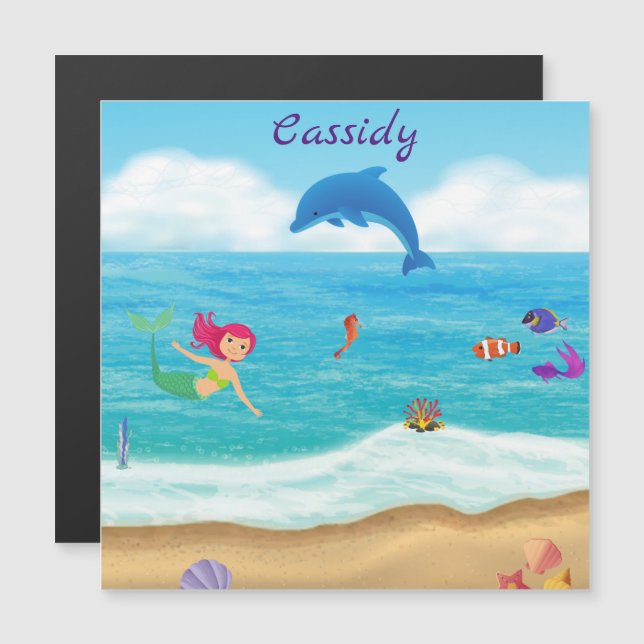 Diversão no Sun Mermaid Beach Magnet (Frente/Verso)