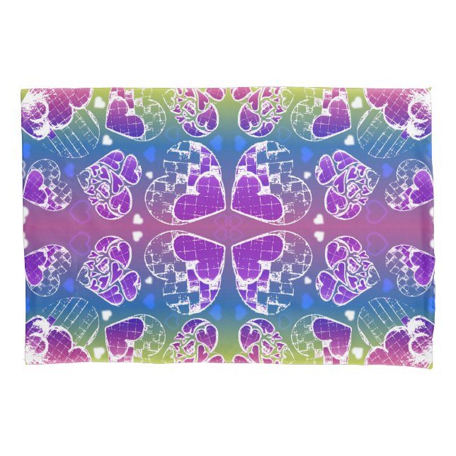 Diversão Púrpura, azul, corações brancos amarelos (Frente)