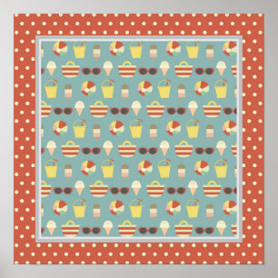 Diversão Retroativa Na Poster Da Praça Sun Beach