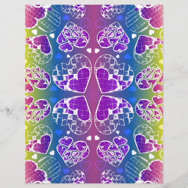 Diversão Roxo, azul, amarelo Padrão de Corações Ca (Frente)