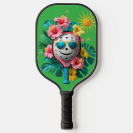 Diversão Tropical de Pickleball - Desenho de Paddl