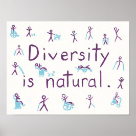 "Diversidade é natural" Stick Figura Poster
