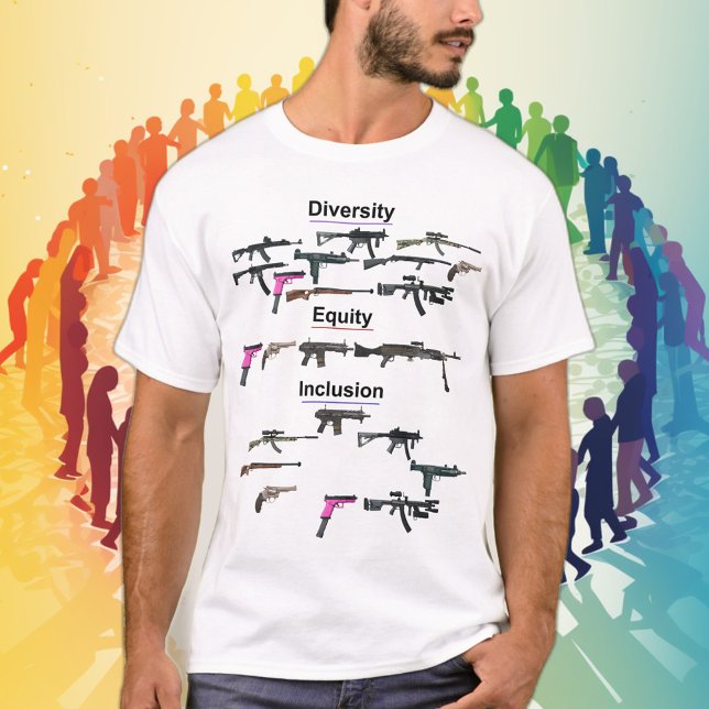 Diversity, Equity and Inclusion Gun T-Shirt (Criador carregado)