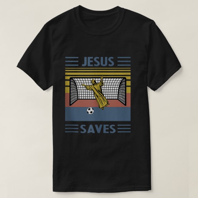 DIVERTIDA CAMISA RELIGIOSA JESUS SALVA O FUTEBOL D (Frente do Design)