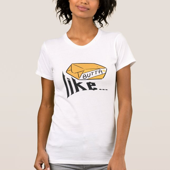 DIVERTIDO 'COMO BUTTA' T-SHIRT AMARELO E BRANCO (Frente)