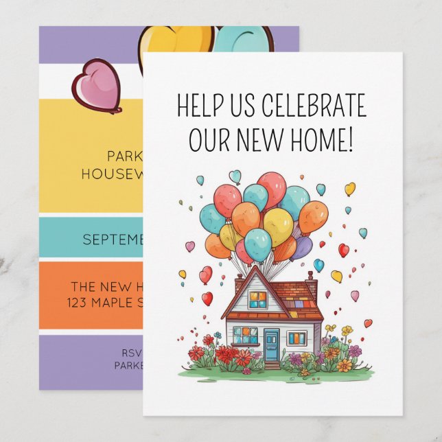 Divertido Convite de festas moderno para o lar (Frente/Verso)