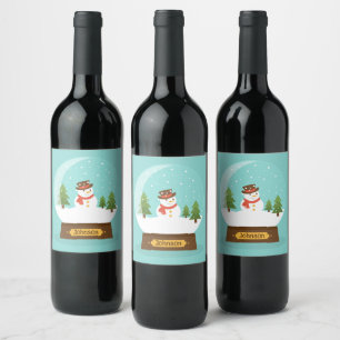 DIVERTIDO! Etiquetas de Vinho Snowman- Personaliza
