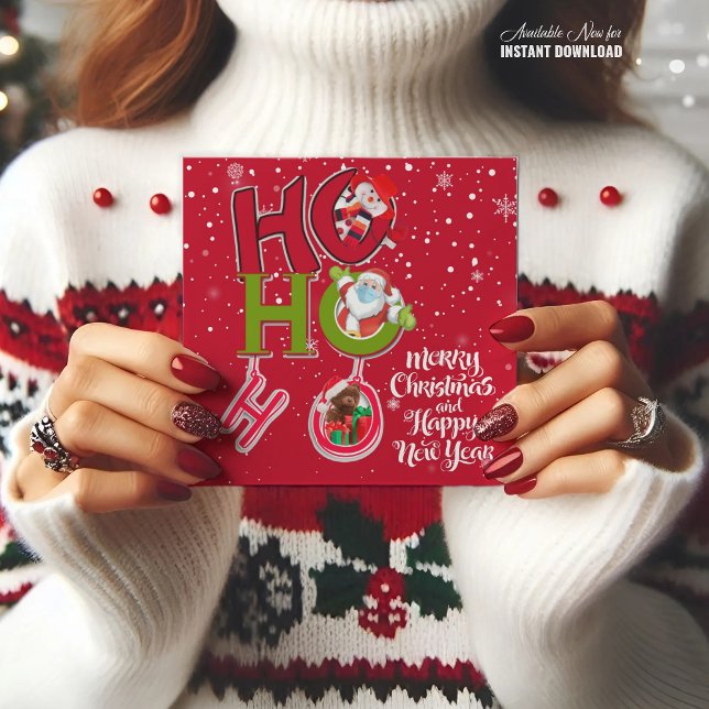 Divertidos cartões de festa de Natal retrô HO HO H (Criador carregado)