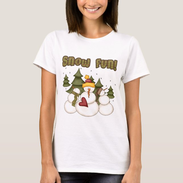 Divertimento de neve duas Camisetas e presentes (Frente)