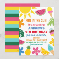 Divertimento no Convite de aniversário de Verão do