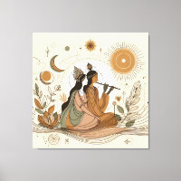 Divina e bela Radha Krishna Canvas Wall Art
