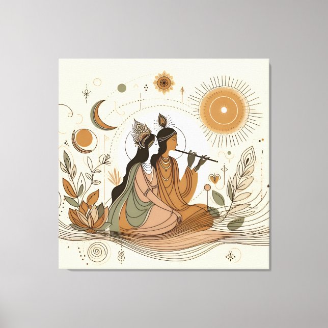 Divina e bela Radha Krishna Canvas Wall Art (Frente)