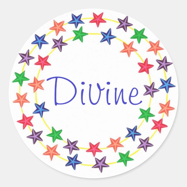 Divino, adesivos com estrelas coloridas (Frente)