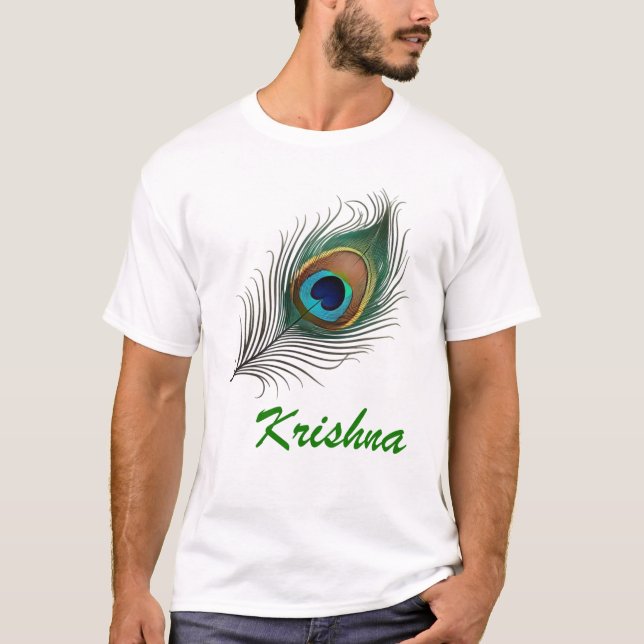 Divino Krishna Peacock Feather T-Shirt Design! (Frente)