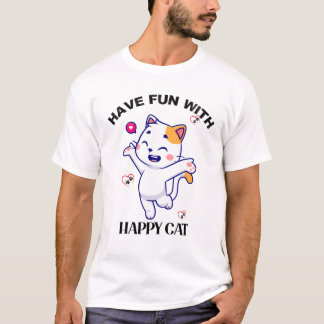 "Divirta-se com Gato Feliz"- Camiseta de Gatos ama