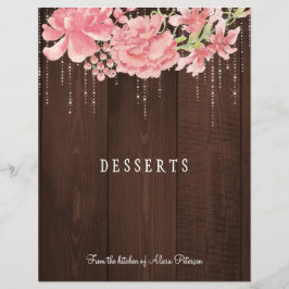 Divisor de livros culinários de madeira floral, de
