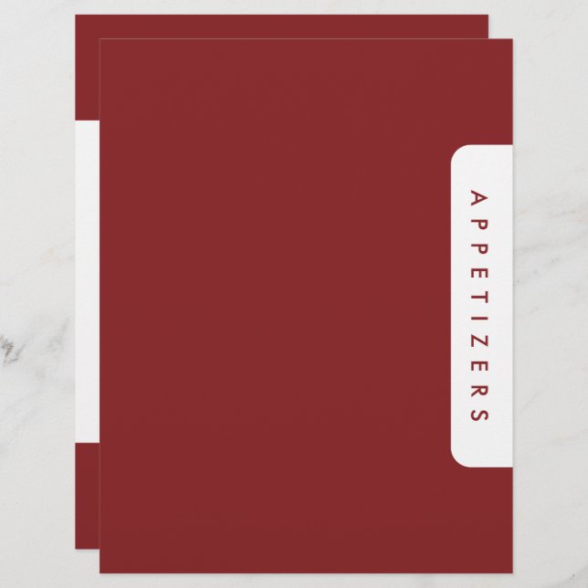 Divisor de Receita Pé de Galo / Aperitivos / Perso (Frente/Verso)