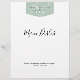 Divisor de Receitas Verdes Florais em Teal de Cozi