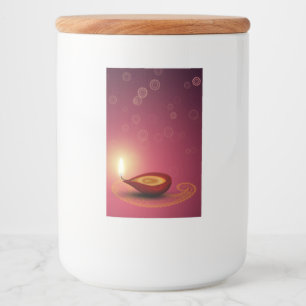 Diwali feliz brilhante Diya - etiqueta do