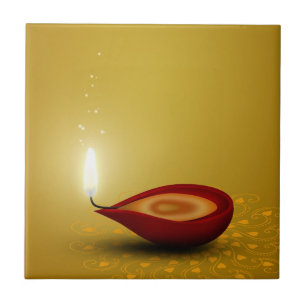 Diwali feliz Diya - azulejo