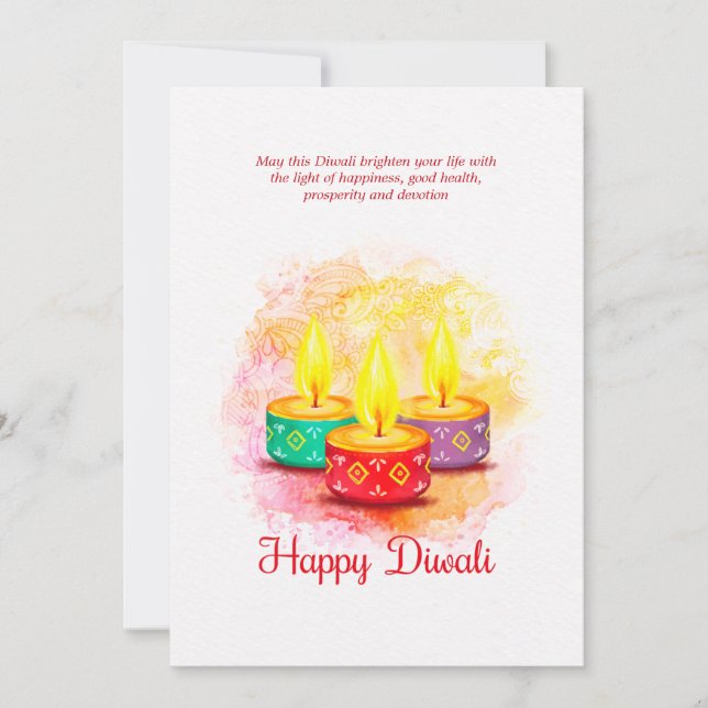 Diwali Watercolor Greeting Card (Frente)