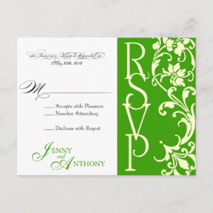 DIY Elegant Simple RSVP em Emerald e Cream