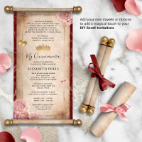 DIY Rosa Dourado Quinceanera Scroll Invisições