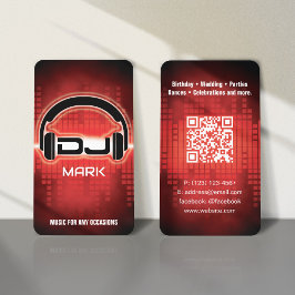 DJ Modern RED Cartão de visita com código QR