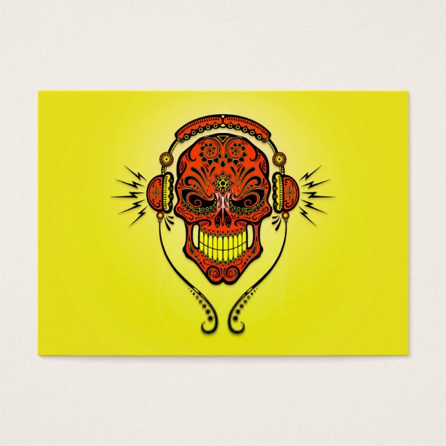 DJ Sugar Skull, vermelha e amarela (Frente)