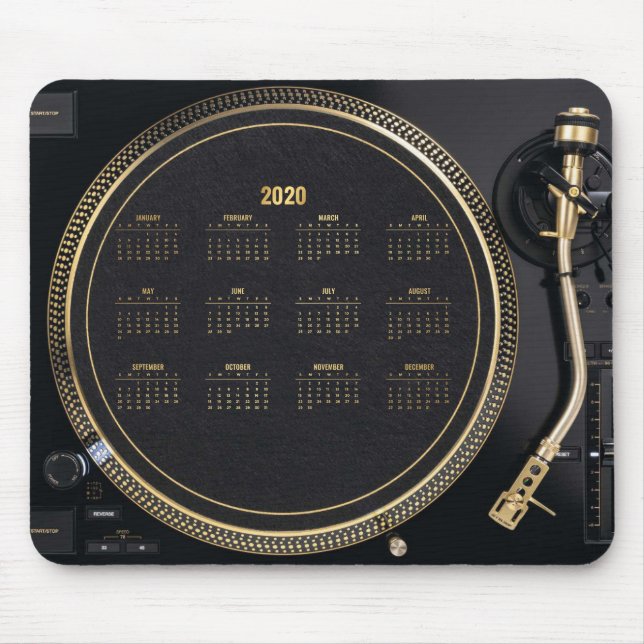 DJ Turntable com o Mousepad do calendário 2020 (Frente)