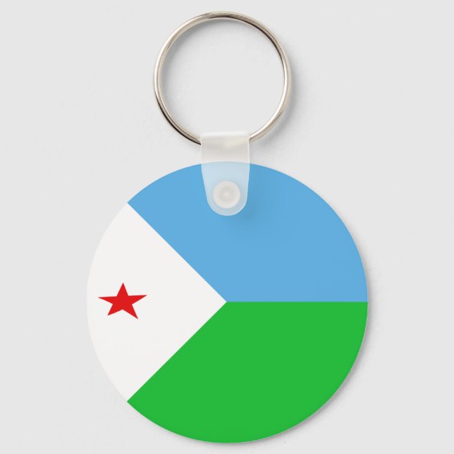 Djibouti Fisheye Flag Chaveiro (Frente)