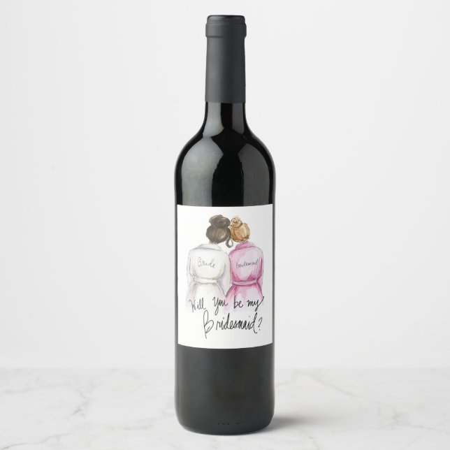 Dk Br Bun Bride Dk Bl Bun Bun Rótulo De Vinho Maid (Frente)