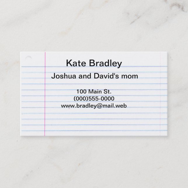 Do "cartões de papel do contato caderno" (Frente)