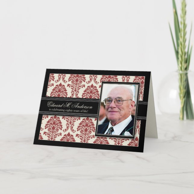 Do damasco de aniversário anos dourados do convite (Frente)