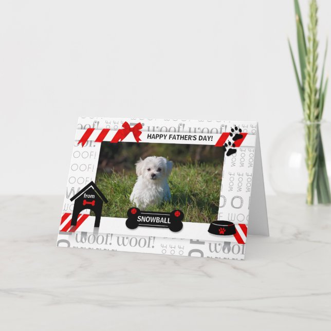 do Dia de os pais Vermelho do Cão Cartão com fotos (Frente)