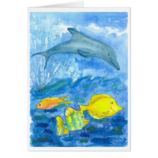 Do golfinho tropical dos peixes de Tang feliz Cartão